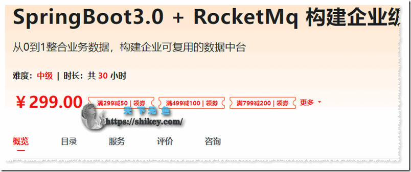 《墨客网 SpringBoot3.0 + RocketMq 构建企业级数据中台（完结） 百度网盘下载》