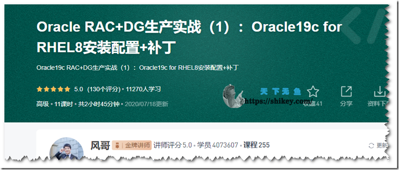 《风哥 Oracle19c RAC+ DG生产项目实战 （云架构版）》
