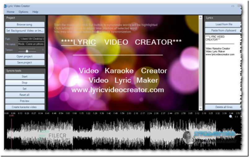 《Lyric Video Creator Professional 5.2一款可以将歌词+背景+图片音乐制作视频的小巧软件》